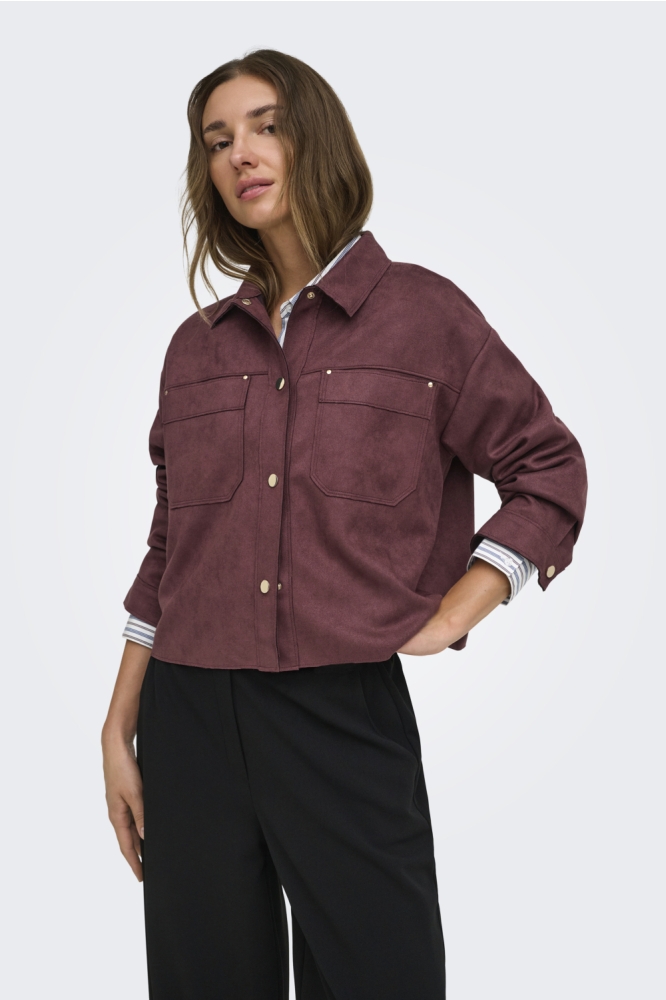 Jacqueline de Yong bordeaux dames blouse | Model vooraanzicht