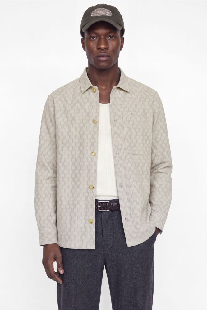 Jack & Jones beige heren overhemd | Model vooraanzicht