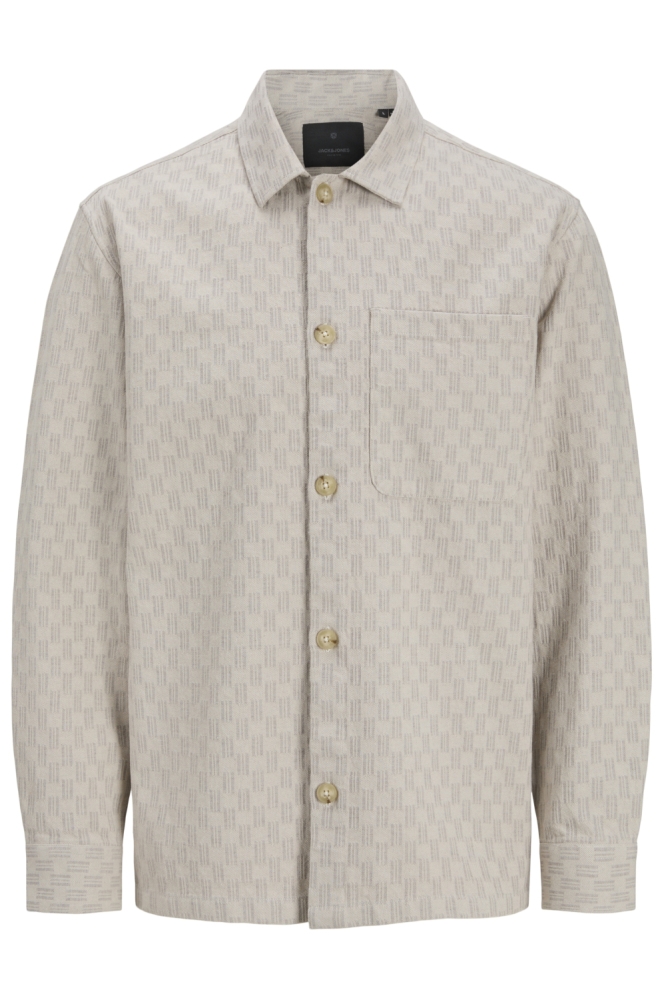 Jack & Jones beige heren overhemd | Vooraanzicht