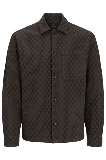 Jack & Jones Overhemd JPRBLALANDON JACQUARD L/S OVERSHIRT 12306526 Chocolate Martini