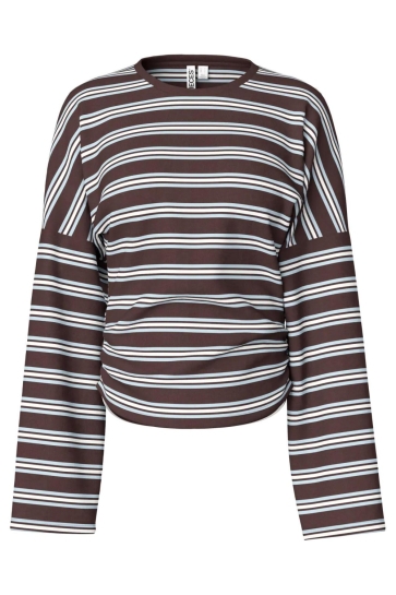 Pieces T-shirt PCALLI LS O-NECK TOP 17167685 Chocolate Plum/WINTHER SKY CLOUD