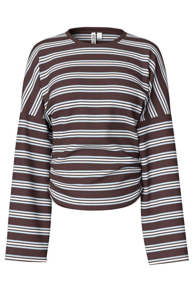 Pieces bruine dames t-shirt | Vooraanzicht