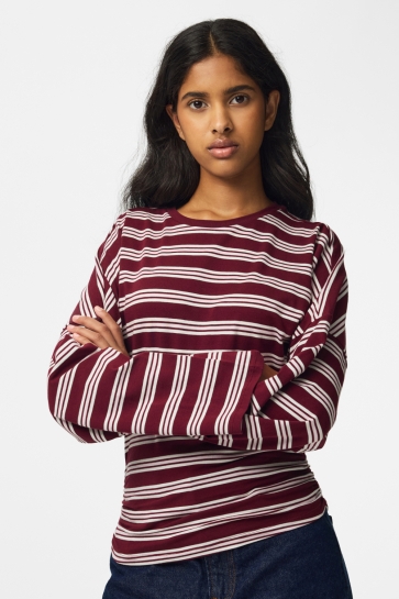 Pieces T-shirt PCALLI LS O-NECK TOP 17167685 Windsor Wine/ORCHID ICE CLOUD DAN