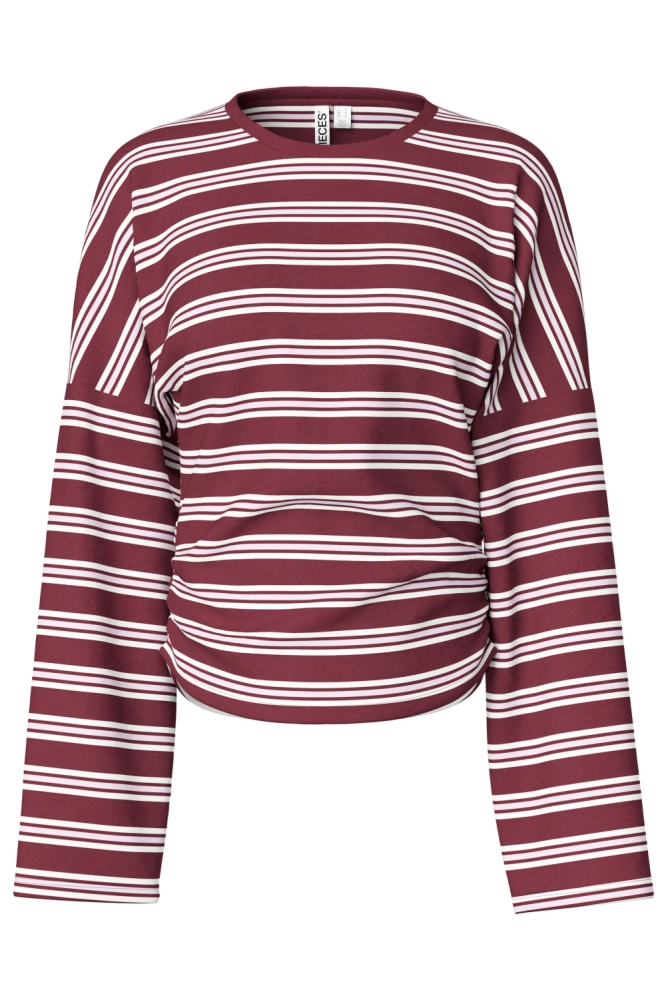 Pieces bordeaux dames t-shirt | Vooraanzicht