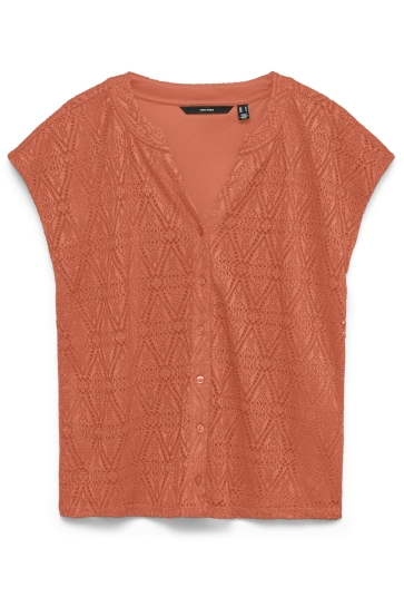 Vero Moda vmmaya cs placket v-neck top jrs Oranje