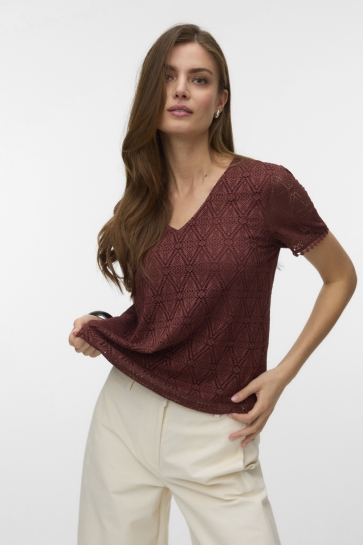 Vero Moda vmmaya ss v neck top jrs Bordeaux