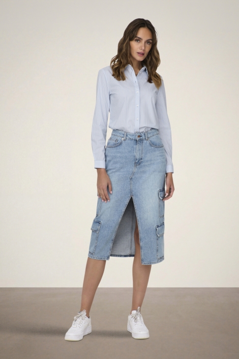 Jacqueline de Yong blauwe dames blouse | Model