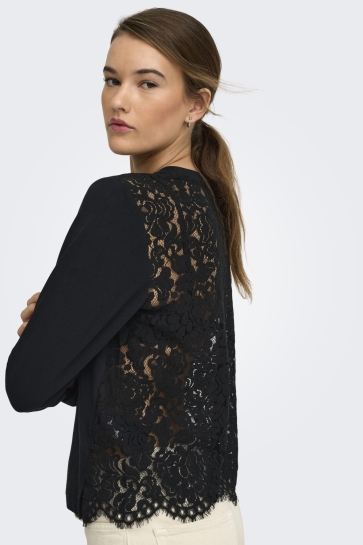 Only onllania l/s lace top cs jrs Zwart
