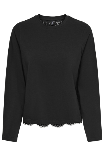 Only T-shirt ONLLANIA L/S LACE TOP CS JRS 15384513 BLACK