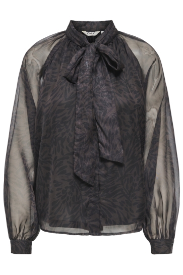 Only Blouse ONLLUMERIA L/S TIE BLOUSE WVN 15383194 Chocolate Plum/SHADOW LEA