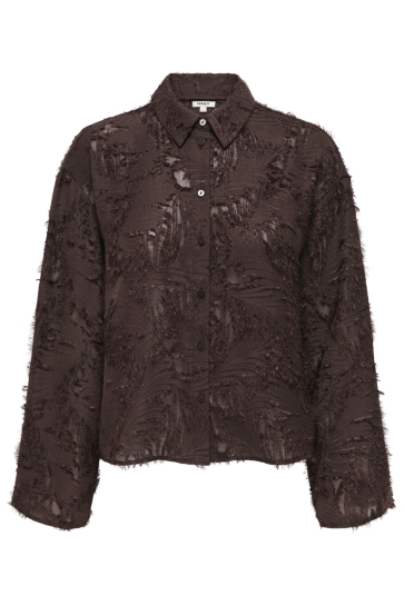 Only Blouse ONLMOVIDA L/S JAQUARD SHIRT WVN 15383679 COFFEE BEAN