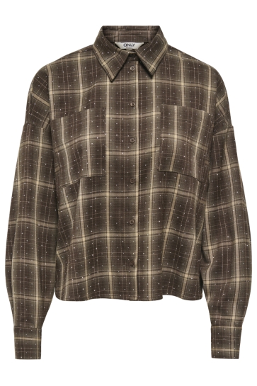Only Blouse ONLILSTON LS GLITTER DETAIL SHIRT W 15383362 Black Coffee/w. Embeli