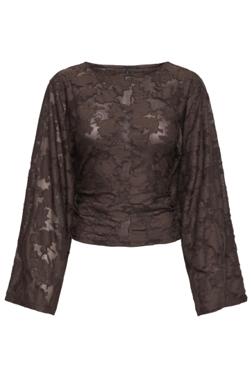 Only Top ONLNADIA L/S RUCHING TOP JRS 15383570 Coffee Bean