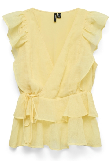 Vero Moda Top VMSABRINA SS FLOUNCE TOP WVN EXP 10343869 PALE BANANA