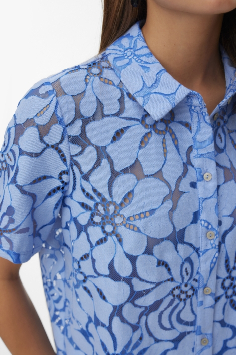 Vero Moda blauwe dames blouse | Close up