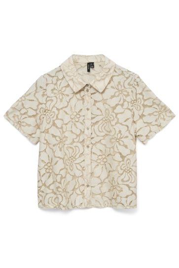 Vero Moda Blouse VMMIKKA LACE SS SHIRT WVN GA 10339736 Cloud Dancer/Cement