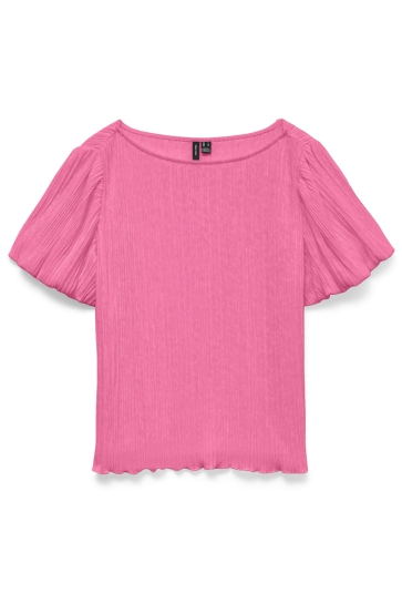 Vero Moda T-shirt VMLEIKA SS BOAT-NECK TOP JRS 10347909 PINK COSMOS