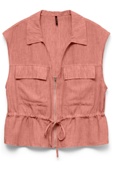 Vero Moda Gilet VMCHARLINE SL ZIP TIE TOP EXP 10350440 Terra Cotta