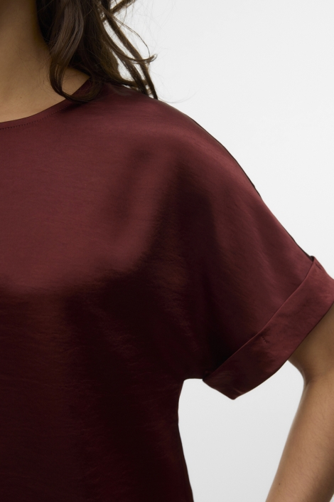 Vero Moda bordeaux dames t-shirt | Close up