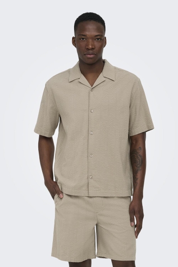 Only & Sons Overhemd ONSCRUZ RLX SEERSUCKER RESO. SS SHI 22038003 Crockery