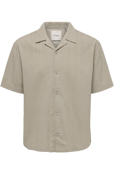 Only & Sons camel heren overhemd | Vooraanzicht