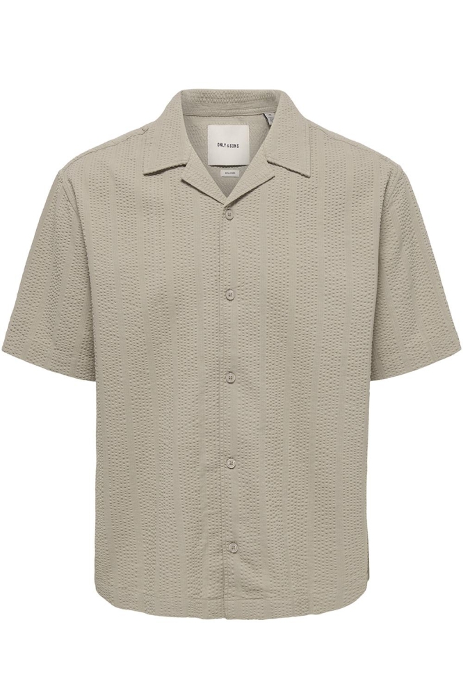Only & Sons camel heren overhemd | Vooraanzicht