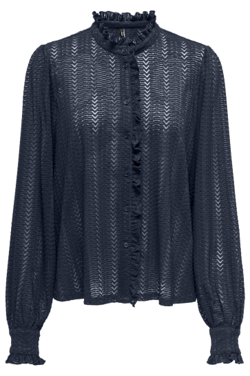 Only onlisabelle l/s placket ruffle top Blauw