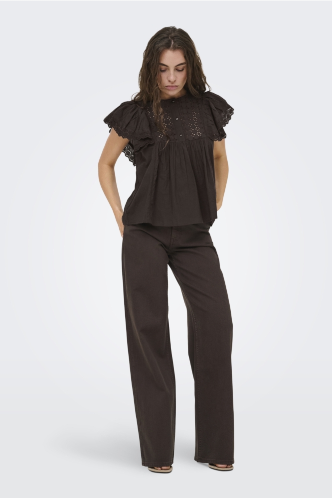Jacqueline de Yong bruine dames blouse | Model