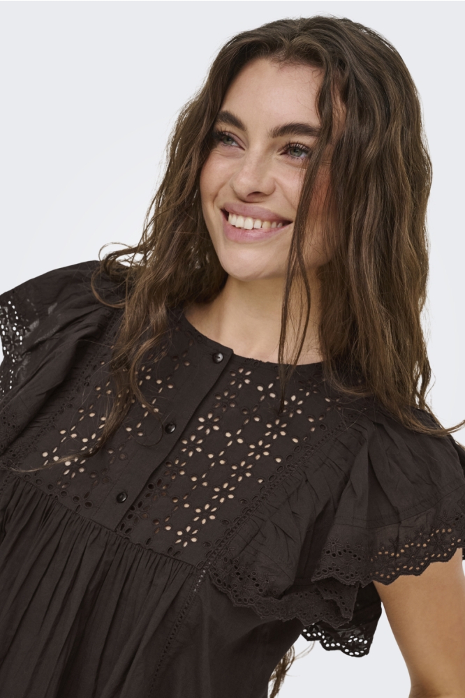 Jacqueline de Yong bruine dames blouse | Close up