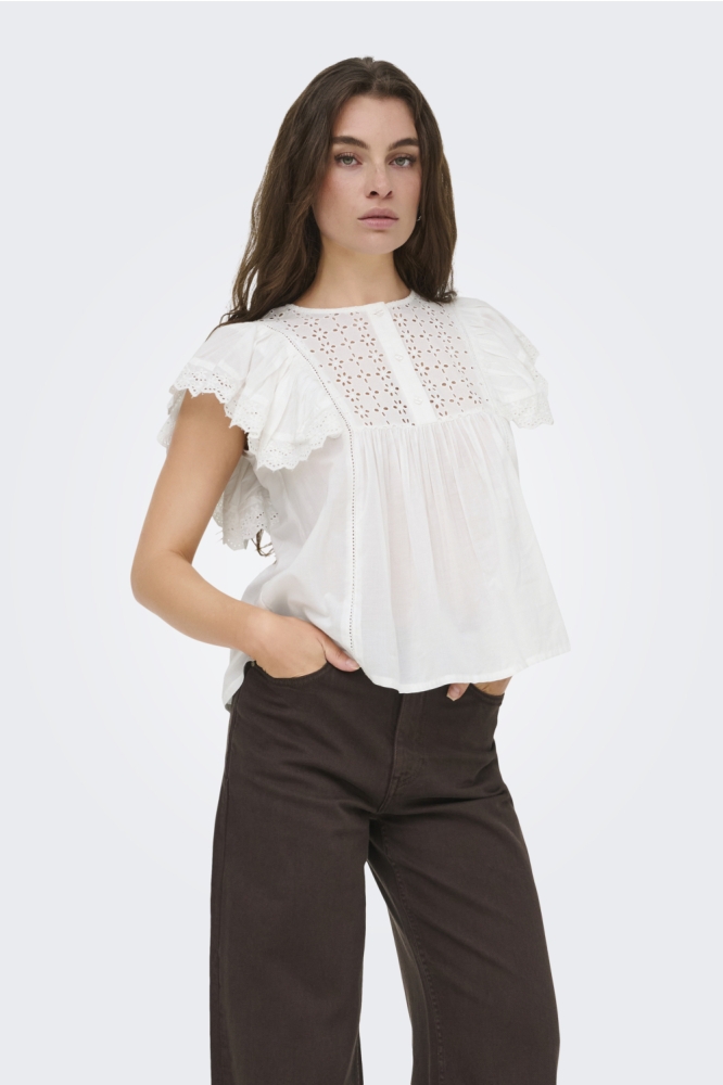 Jacqueline de Yong witte dames blouse | Model vooraanzicht