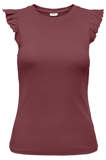 Jacqueline de Yong Top JDYSOFIA S/L FRILL TOP JRS DIA 15350679 Oxblood Red