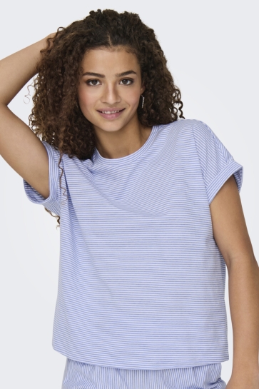 Jacqueline de Yong T-shirt JDYNELLI S/S TOP JRS 15345859 Cloud Dancer/FROZEN FJORD