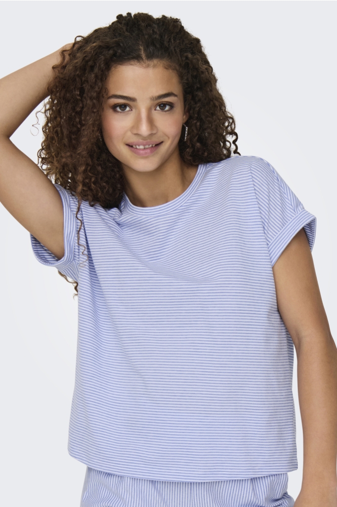 Jacqueline de Yong blauwe dames t-shirt | Close up