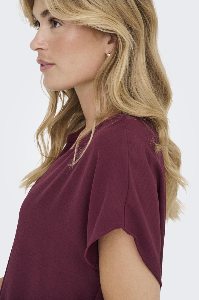 Jacqueline de Yong bordeaux dames t-shirt | Close up