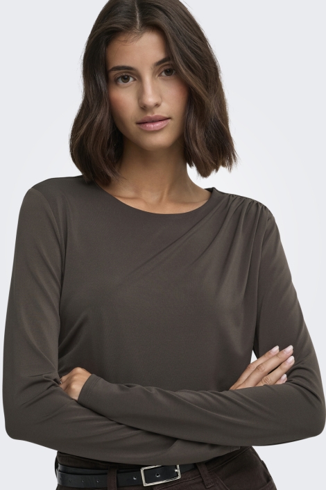 Jacqueline de Yong bruine dames top | Model vooraanzicht
