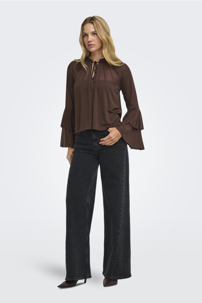 Jacqueline de Yong bruine dames blouse | Model