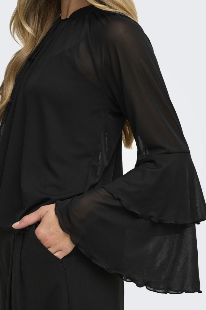 Jacqueline de Yong zwarte dames blouse | Close up