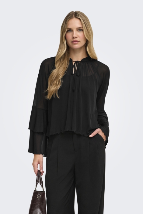 Jacqueline de Yong zwarte dames blouse | Model vooraanzicht