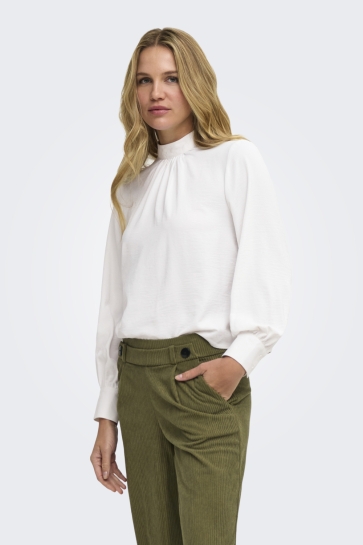 Jacqueline de Yong T-shirt JDYAYA L/S HN TOP WVN DIA 15359601 Cloud Dancer