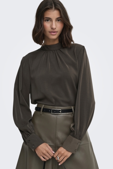 Jacqueline de Yong Blouse JDYAYA L/S HN TOP WVN DIA 15359601 Mulch
