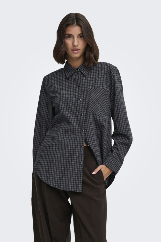 Jacqueline de Yong grijze dames blouse | Model vooraanzicht