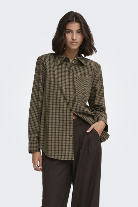 Jacqueline de Yong bruine dames blouse | Model vooraanzicht