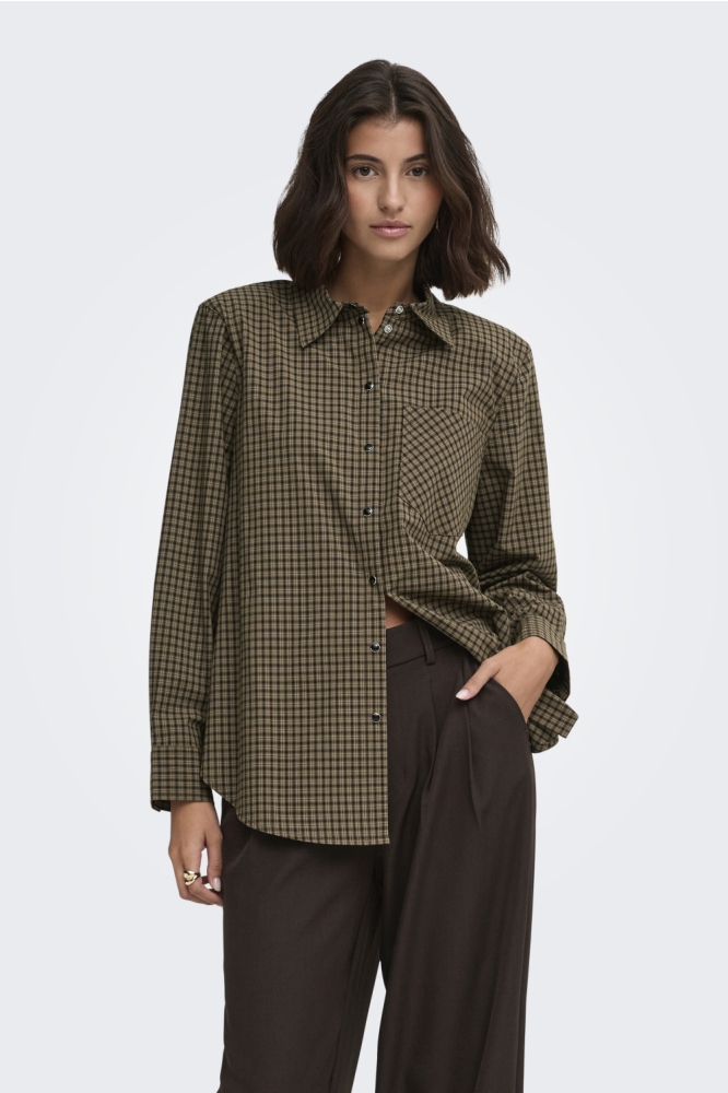 Jacqueline de Yong bruine dames blouse | Model vooraanzicht
