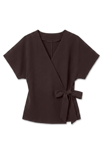 Vero Moda vmsonja ss v-neck bow tie top wvn e Bruin