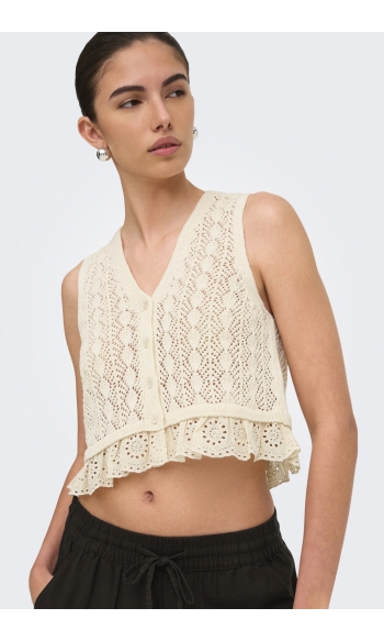 JDYSOFIE S/L VN BUTTON TOP KNT 15387346 ECRU