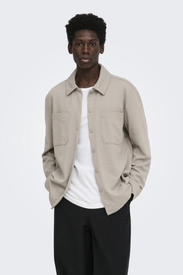 Only & Sons onsnewkodyl ls patch pkt overshirt Beige