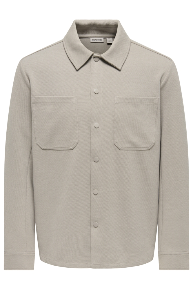 Only & Sons beige heren overhemd | Vooraanzicht
