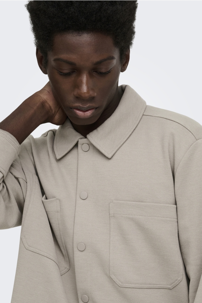 Only & Sons beige heren overhemd | Close up