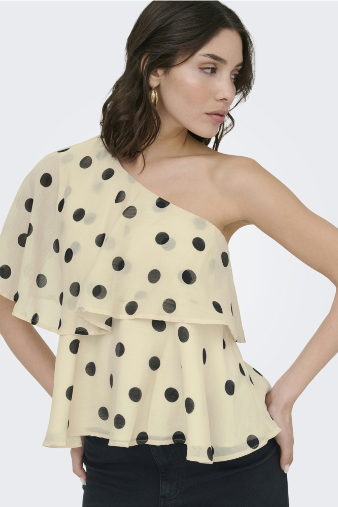 Jacqueline de Yong beige dames top | Model vooraanzicht