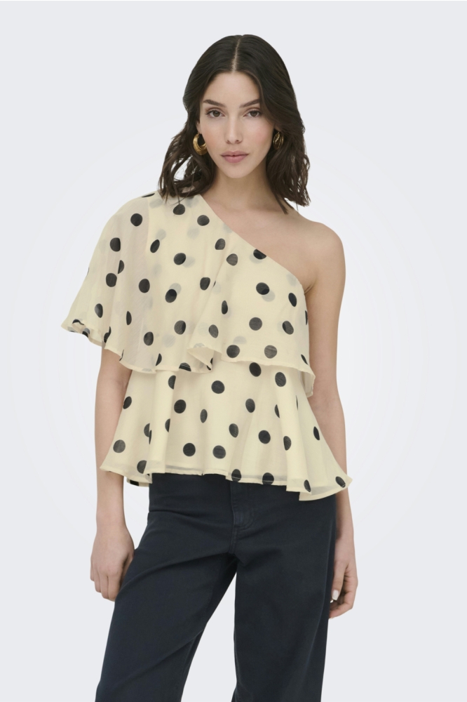Jacqueline de Yong beige dames top | Model vooraanzicht